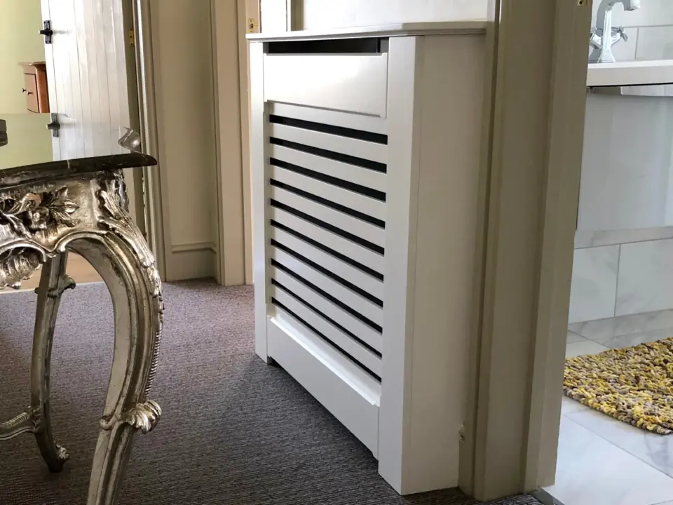 Slatted Radiator Bench Horizontal Slats Standing Radiator Cabinet | Made To Measure UK