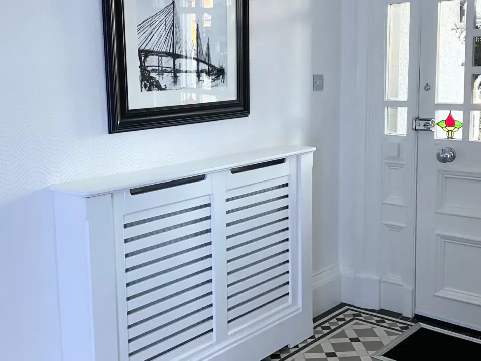 Slatted Radiator Bench Horizontal Slats Standing Radiator Cabinet | Made To Measure UK