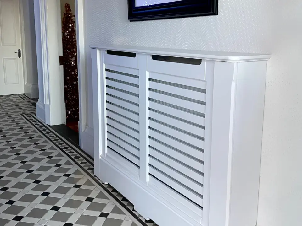 Slatted Radiator Bench Horizontal Slats Standing Radiator Cabinet | Made To Measure UK