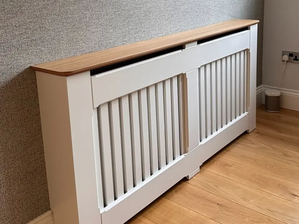 Slatted Radiator Bench Vertical Slats Radiator Cabinet | Made To Measure Covers UK