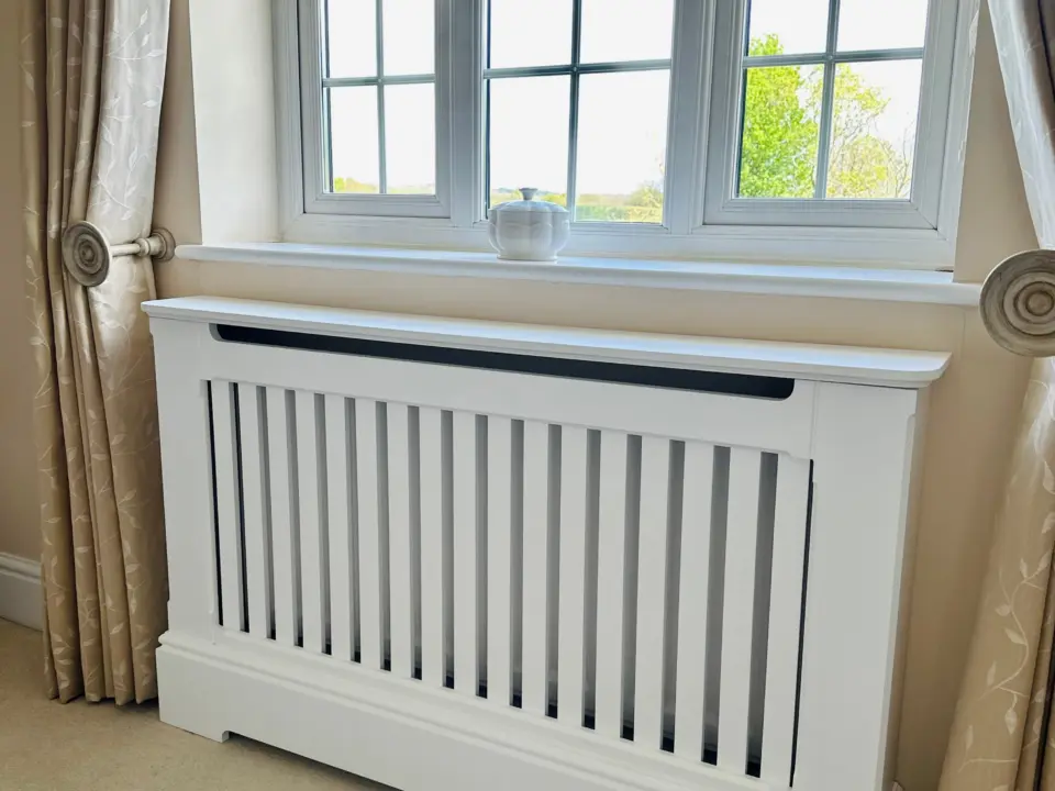 Slatted Radiator Bench Vertical Slats Radiator Cabinet | Made To Measure Covers UK