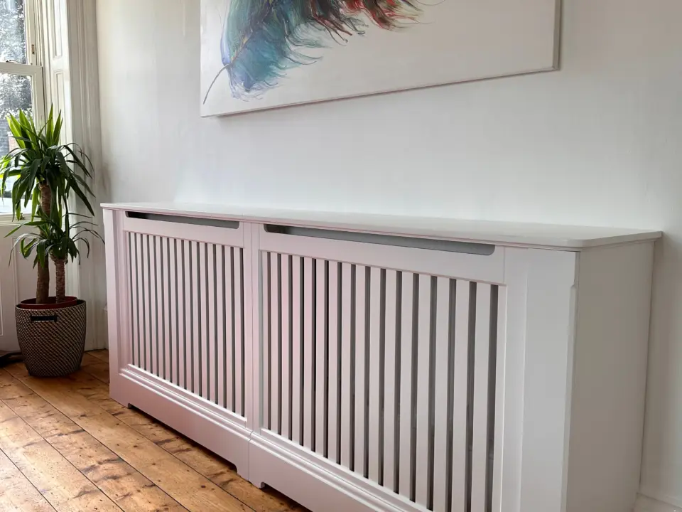 Slatted Radiator Bench Vertical Slats Radiator Cabinet | Made To Measure Covers UK