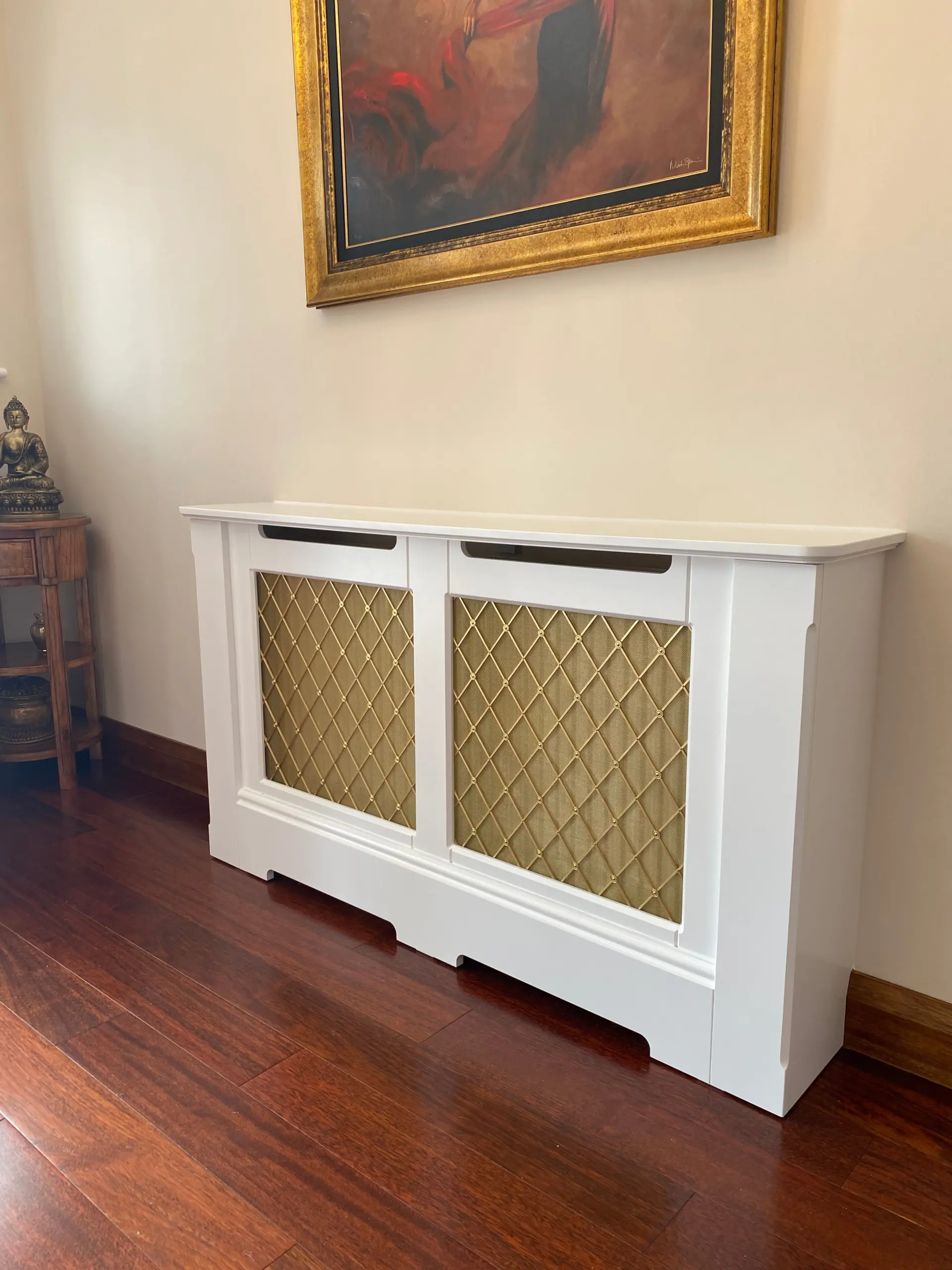 Regency Brass Radiator Cabinet with Large Diamond Alternate Plain Rosettes