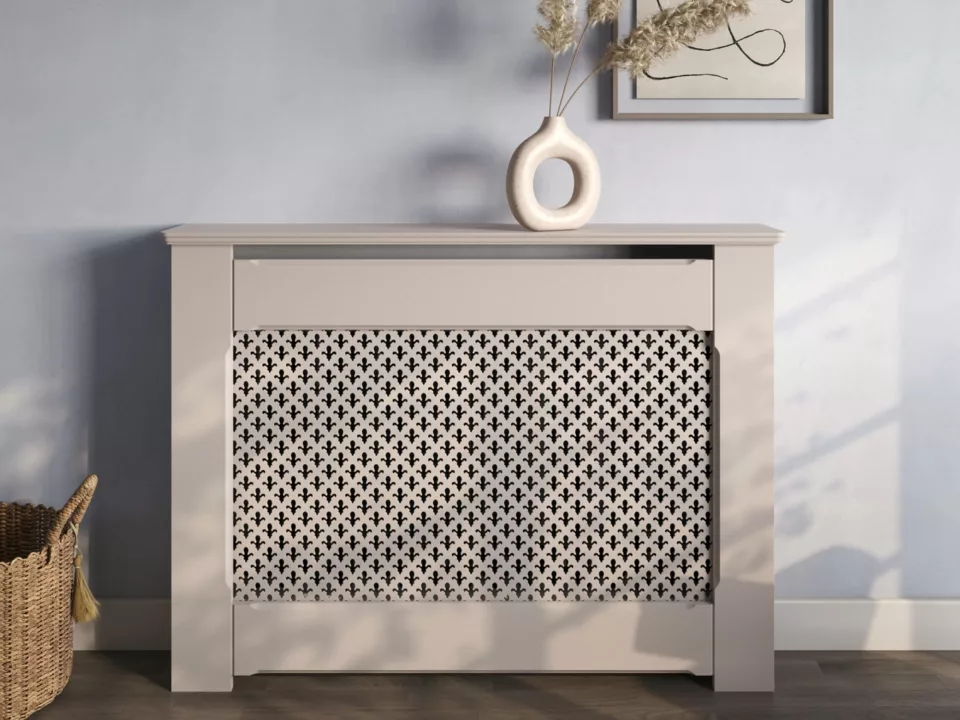 Stamped Radiator Fleur De Lis Stamped MDF Radiator Cabinet | Made To Measure UK