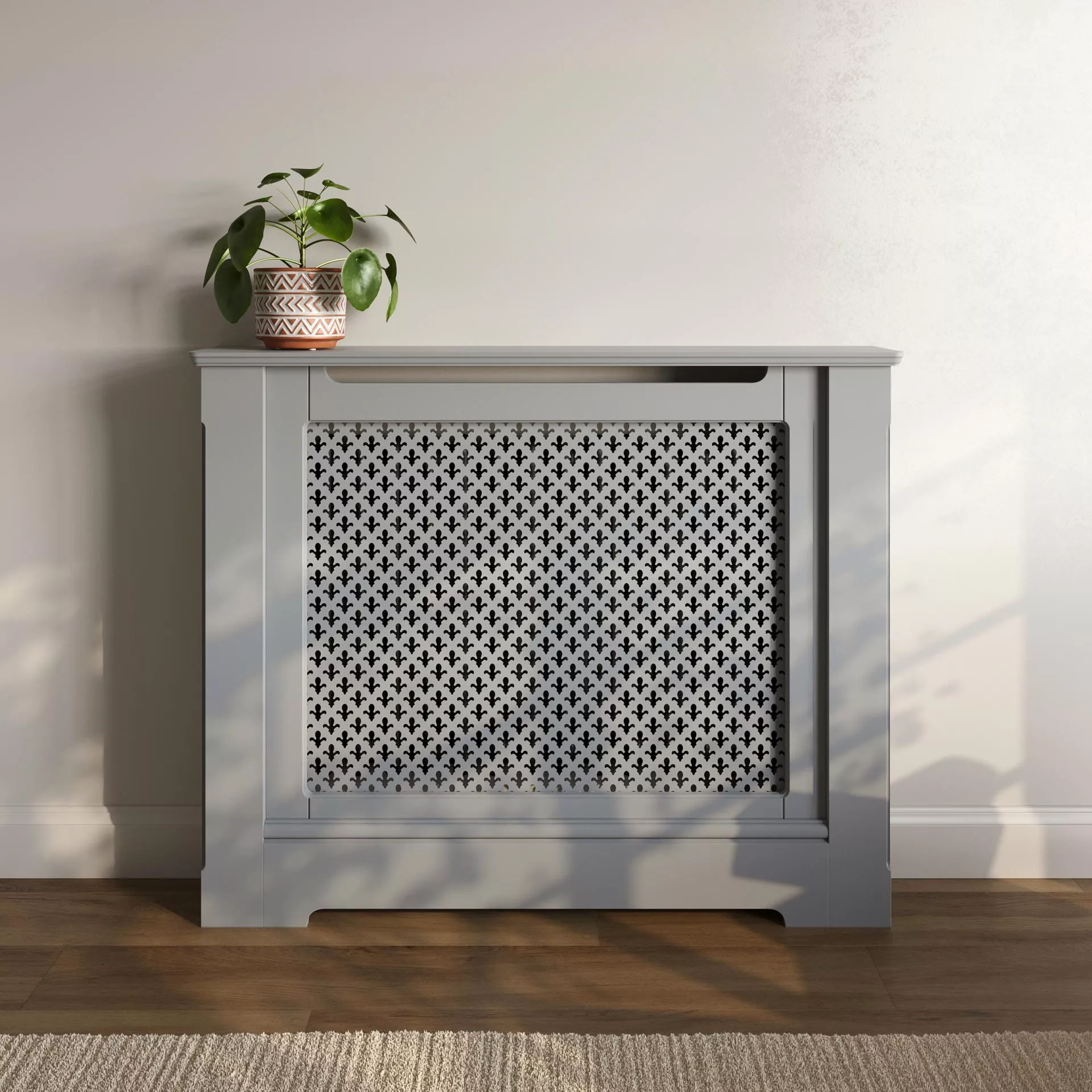 Fleur De Lis Stamped MDF Radiator Cabinet - Image 5