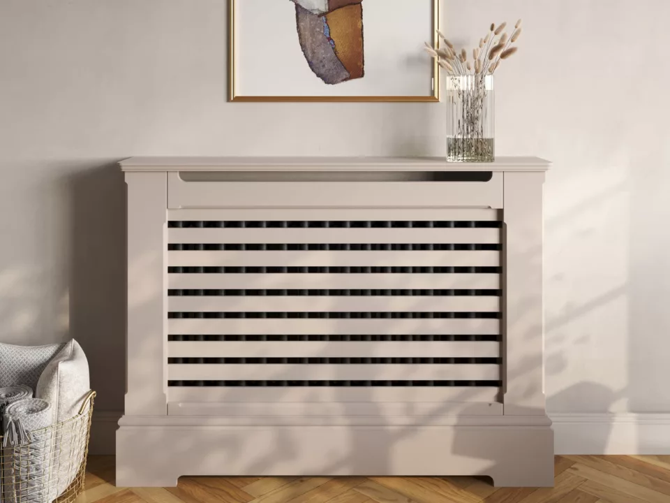 Horizontal Slats Standing Radiator Cabinet | Made To Measure UK