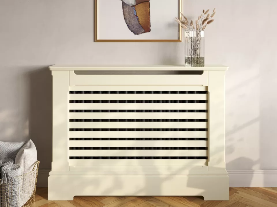 Slatted Radiator Bench Horizontal Slats Standing Radiator Cabinet | Made To Measure UK