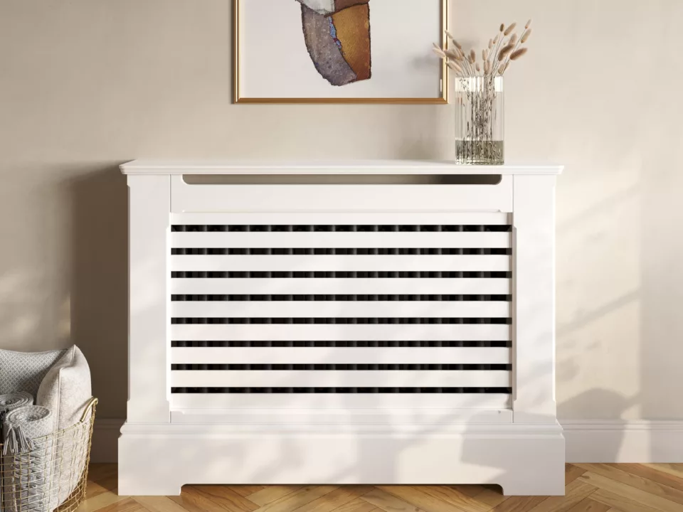 Horizontal Slats Standing Radiator Cabinet | Made To Measure UK