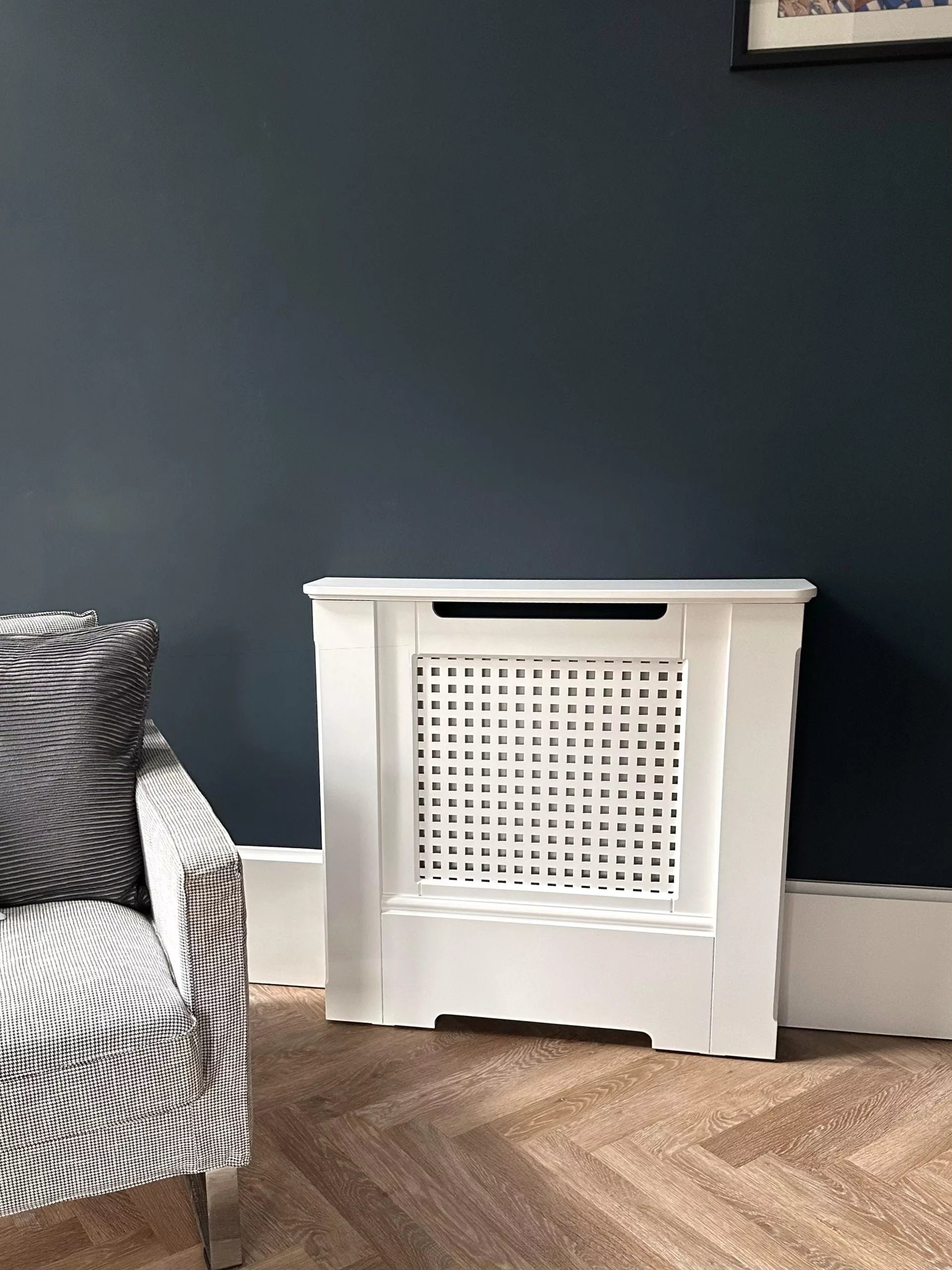 Square Laser-cut Radiator Cabinet - Luxury Housing / Surround in Soft White