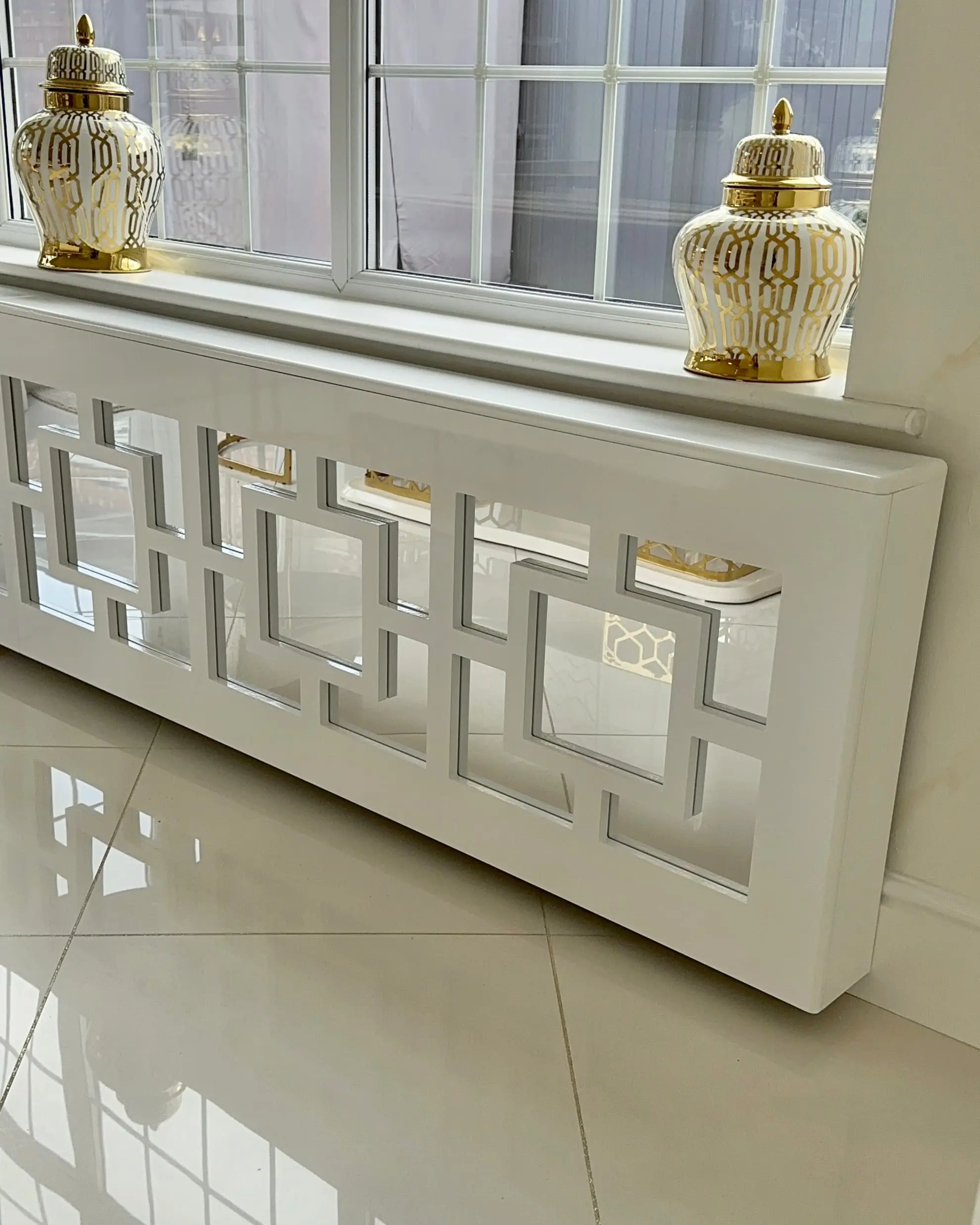 Imperial Mirror Clip-on Radiator Cover in Gloss White