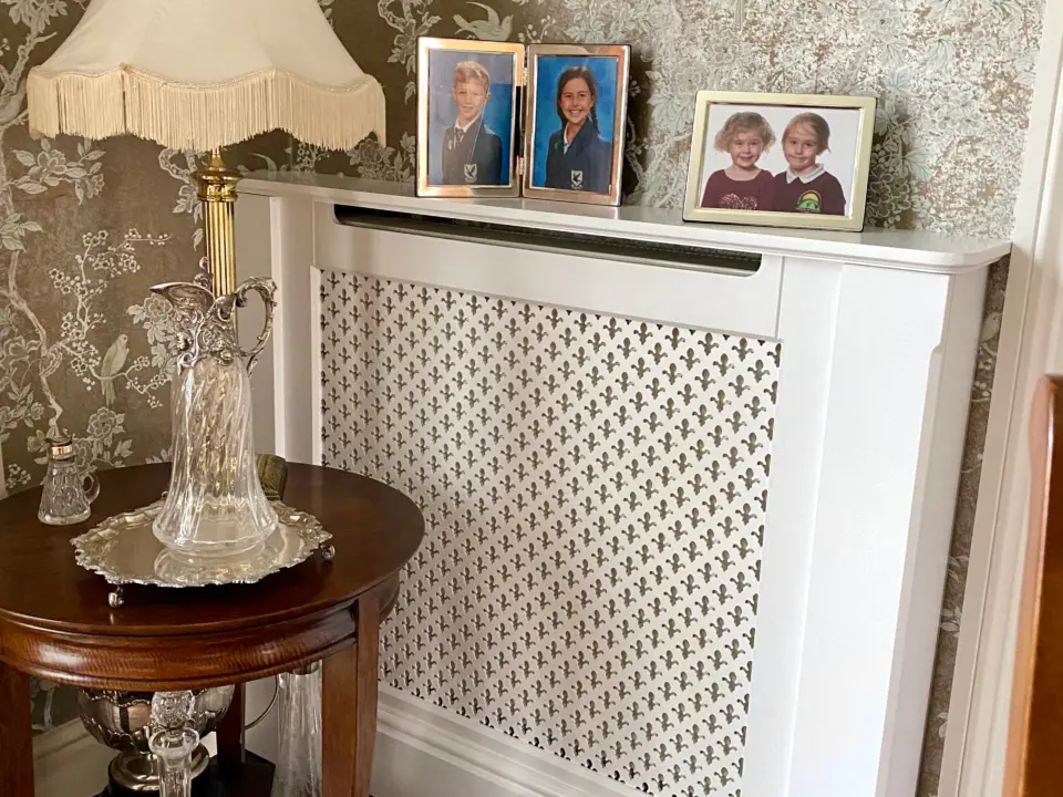 Stamped Radiator Fleur De Lis Stamped MDF Radiator Cabinet | Made To Measure UK